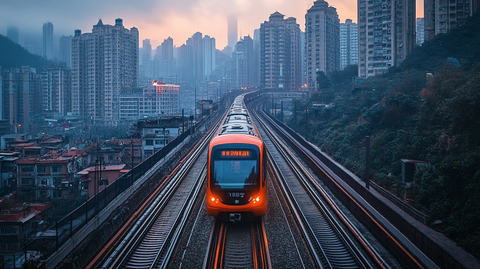 城市中行驶的列车