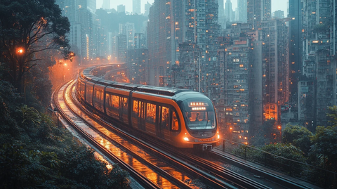 城市中行驶的列车