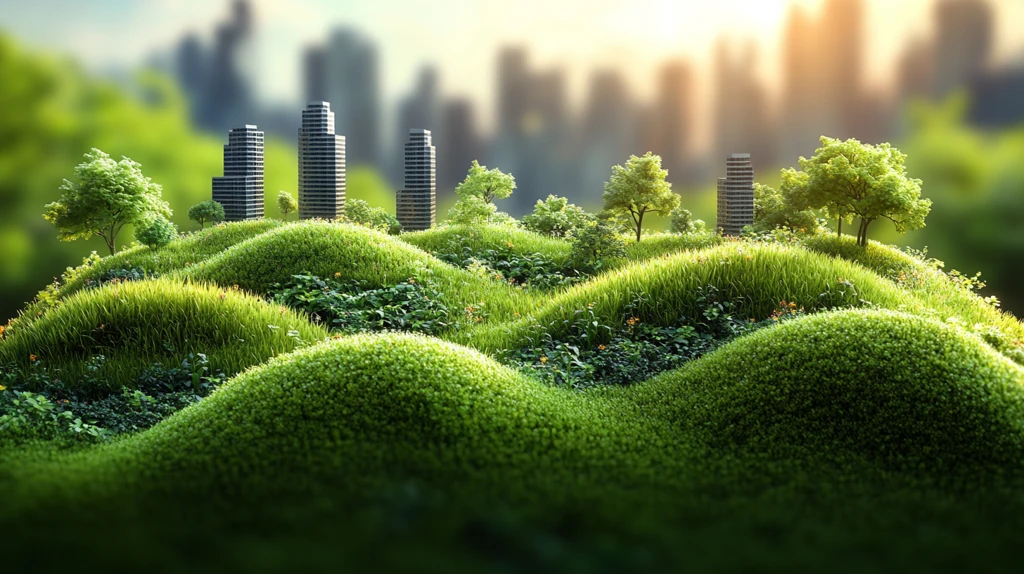 城市中的河流与绿地鸟瞰全景