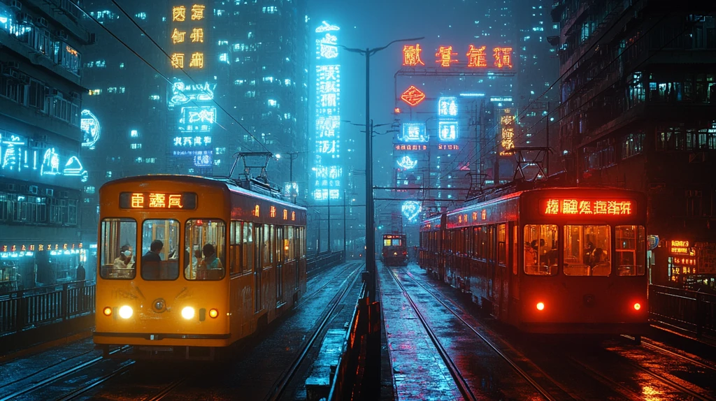 霓虹灯下的繁华都市街道夜景