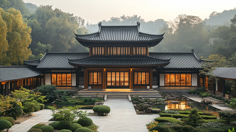 古色古香中式庭院建筑风光