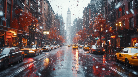 挂满灯笼的古街夜景