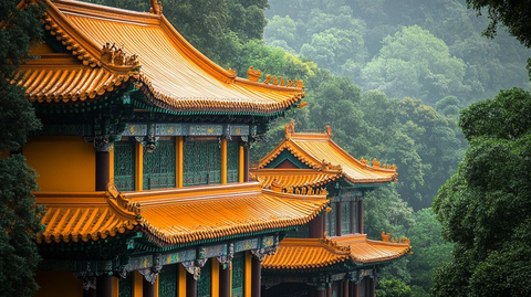 山林中极具古韵的黄色传统建筑