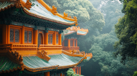 山林中极具古韵的黄色传统建筑