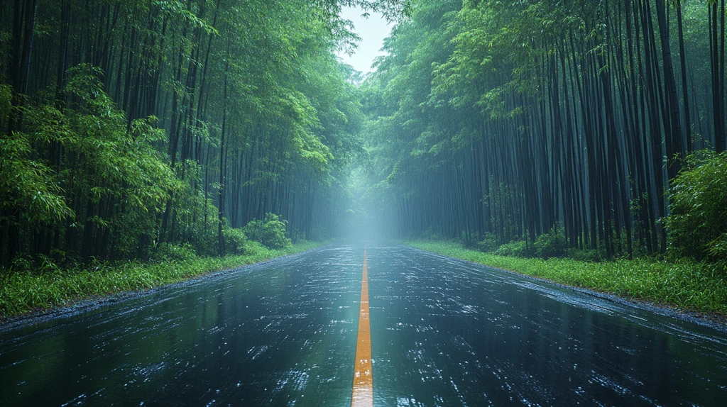 竹林小径雨后景象静谧幽深