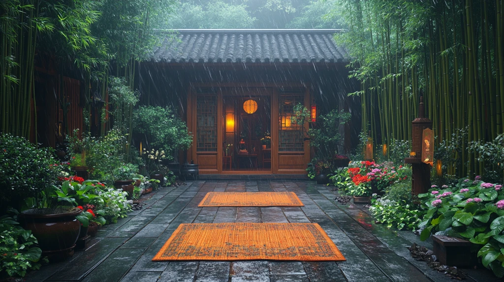 中式庭院景观夜景全景