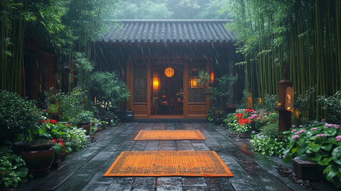 中式庭院景观夜景全景