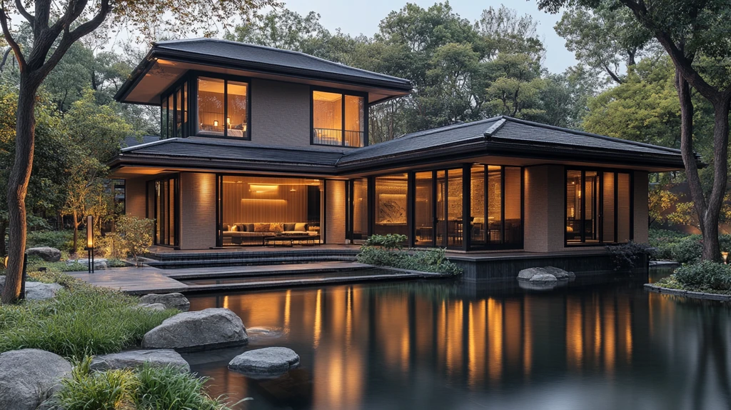 古色古香的中式传统建筑夜景全景