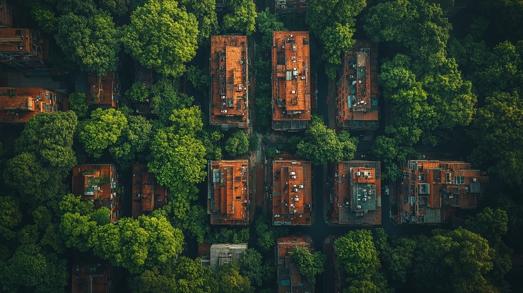 老旧居民楼鸟瞰全景