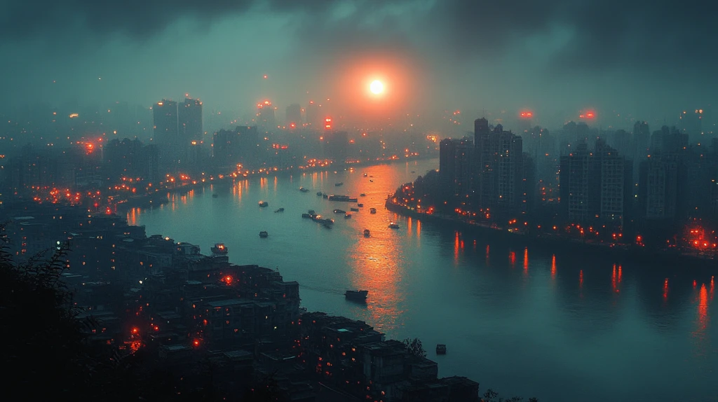 俯瞰城市夜景灯火辉煌的城市天际线