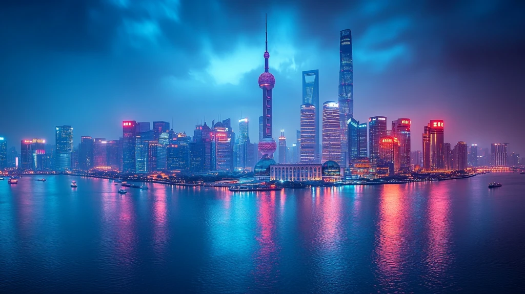 繁华都市街道人群涌动的夜景