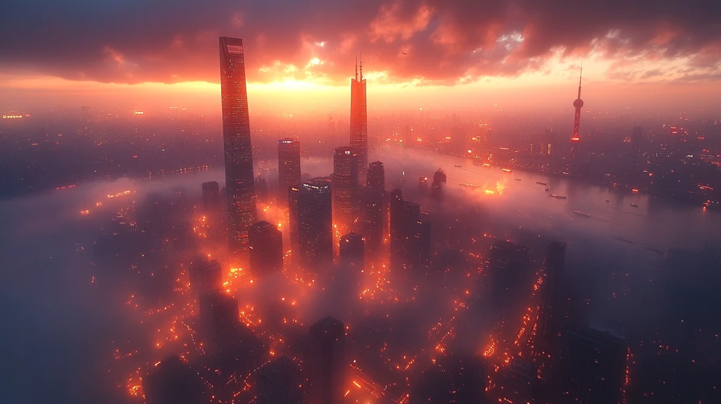 城市夜景俯瞰高楼林立灯火辉煌