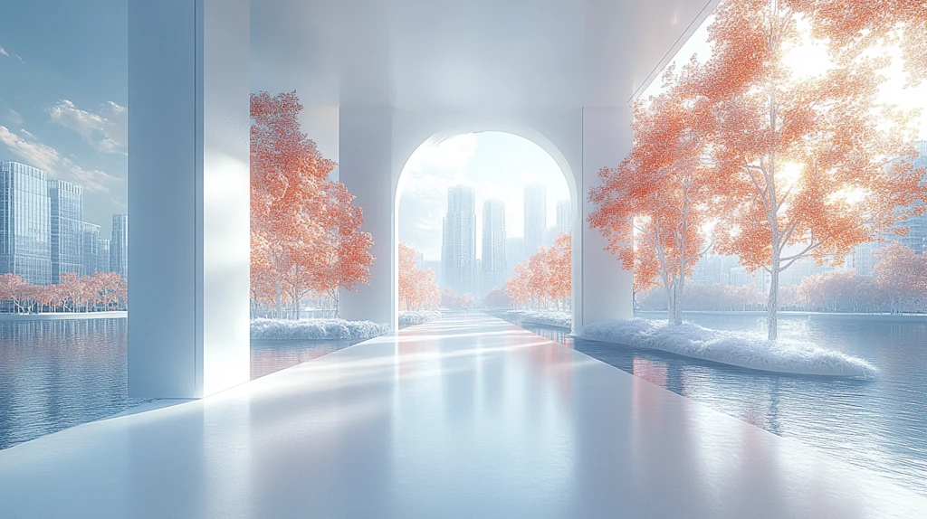 雾霭笼罩下的城市高楼鸟瞰全景