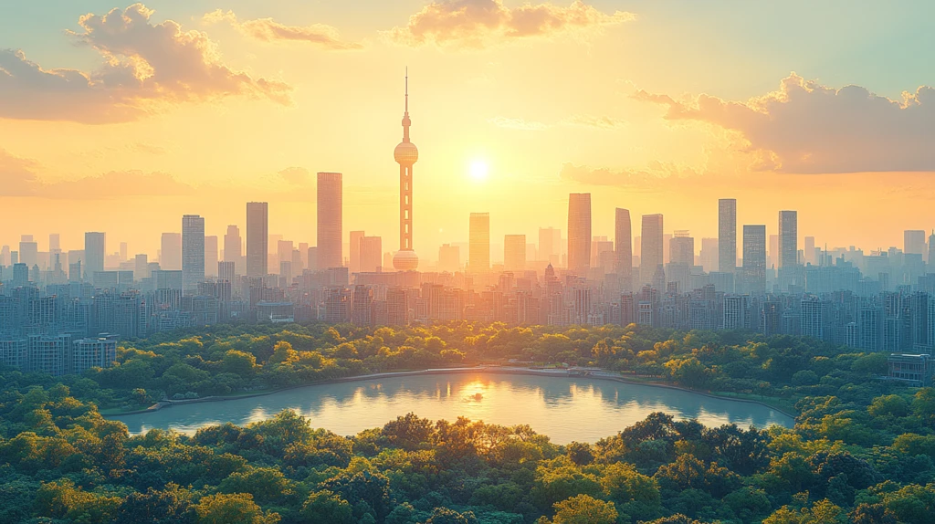 城市中的公园与高楼景观