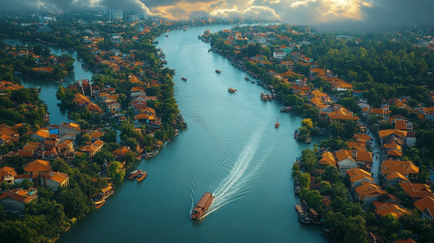 色彩斑斓的城市鸟瞰图