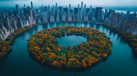 云雾缭绕中的城市鸟瞰图