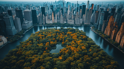 云雾缭绕中的城市鸟瞰图