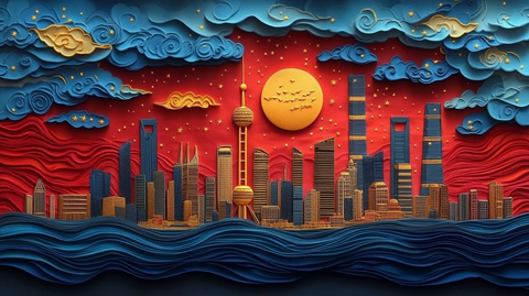 城市建筑剪影上海地标东方明珠等