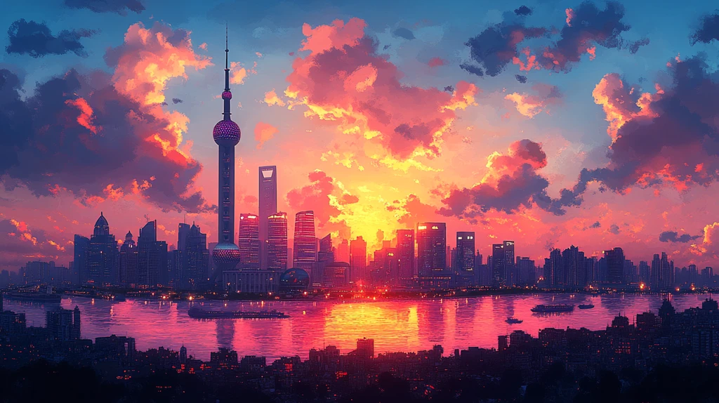 东方明珠塔的城市景观