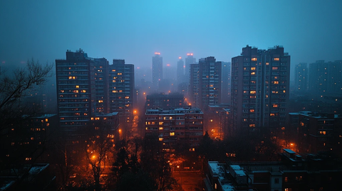 夜幕下的繁华都市江景