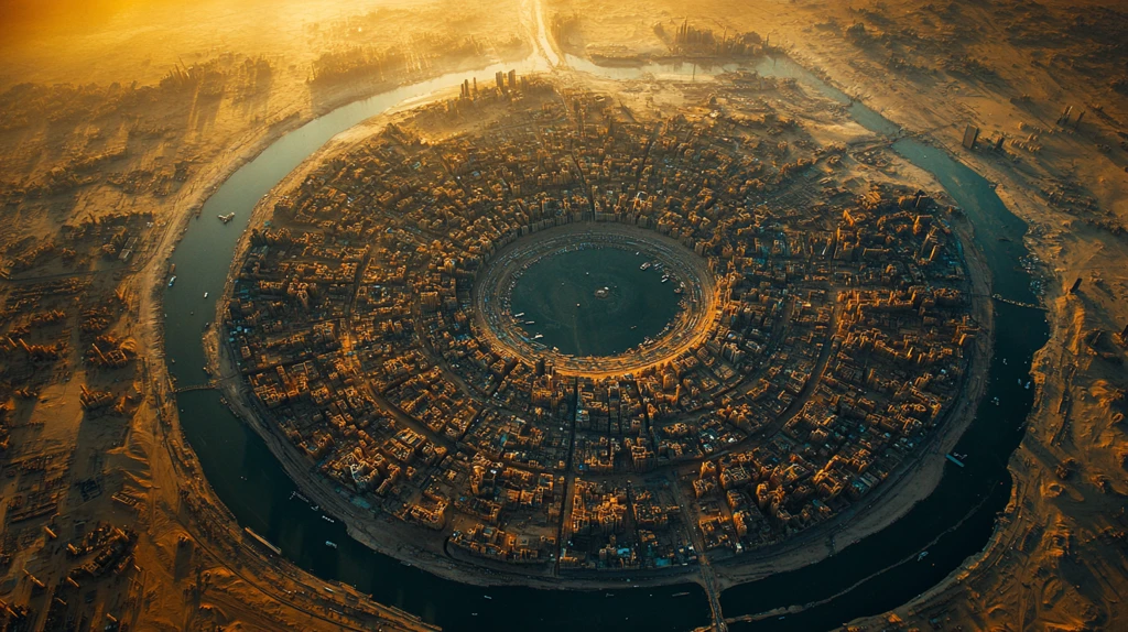 城市鸟瞰图展示城市建筑与河流分布