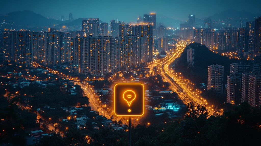 俯瞰城市夜景灯火辉煌的都市风光