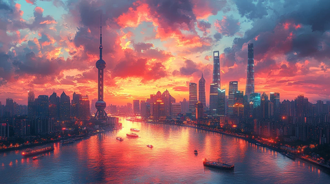 东方明珠塔城市风光全景