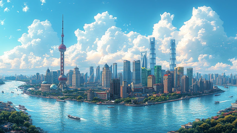 上海外滩东方明珠等高楼建筑全景