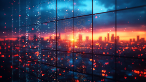 俯瞰城市中心车水马龙的繁华景象