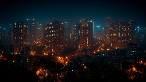 繁华都市夜景俯瞰全景
