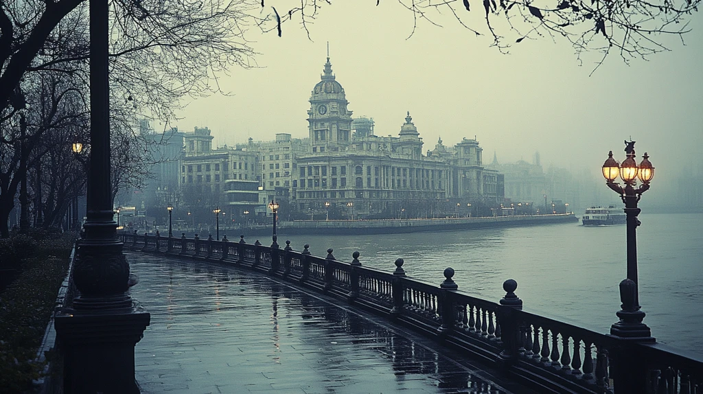 外滩城市风光夜景俯瞰全景