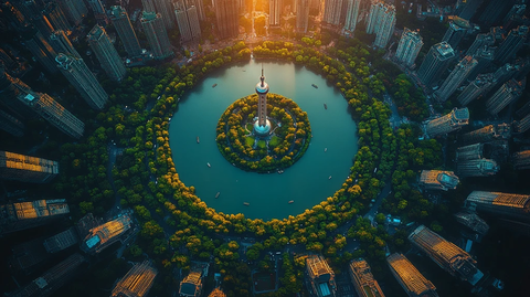 东方明珠塔鸟瞰全景