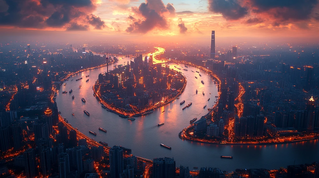 上海东方明珠及周边城市景观鸟瞰图