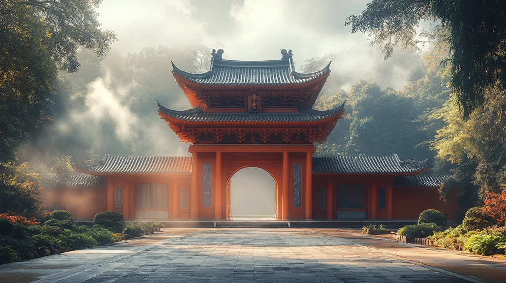 中式庭院内景传统建筑的典雅风貌