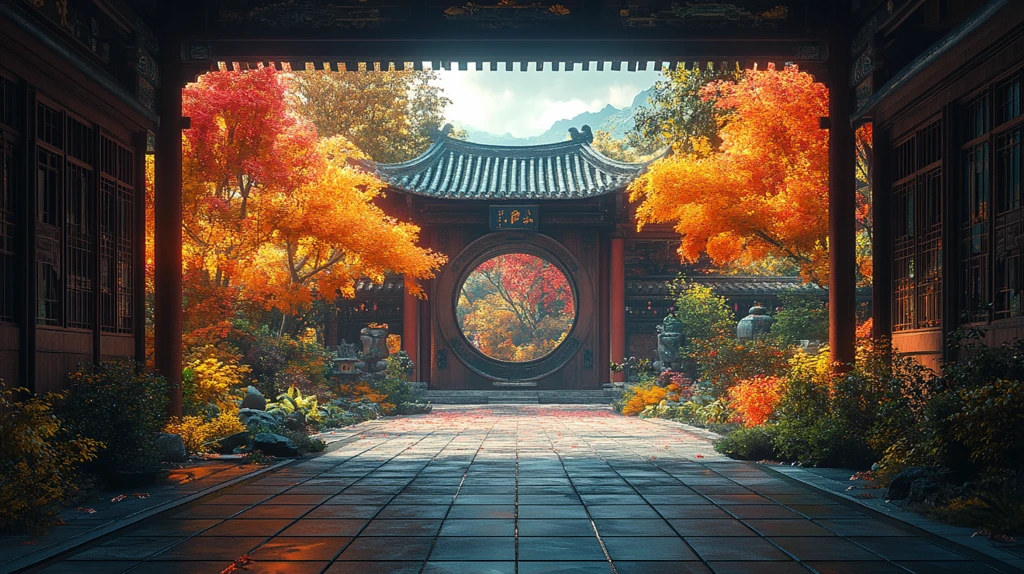 中式庭院内景传统建筑的典雅风貌