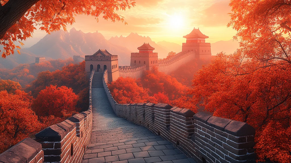 蜿蜒于崇山峻岭间的长城全景