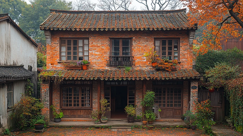 老旧砖房建筑展现古朴沧桑气息