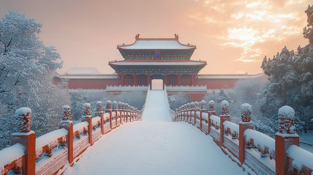 雪中故宫全景红墙白雪尽显古建之美