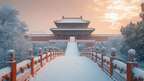 雪中故宫全景红墙白雪尽显古建之美