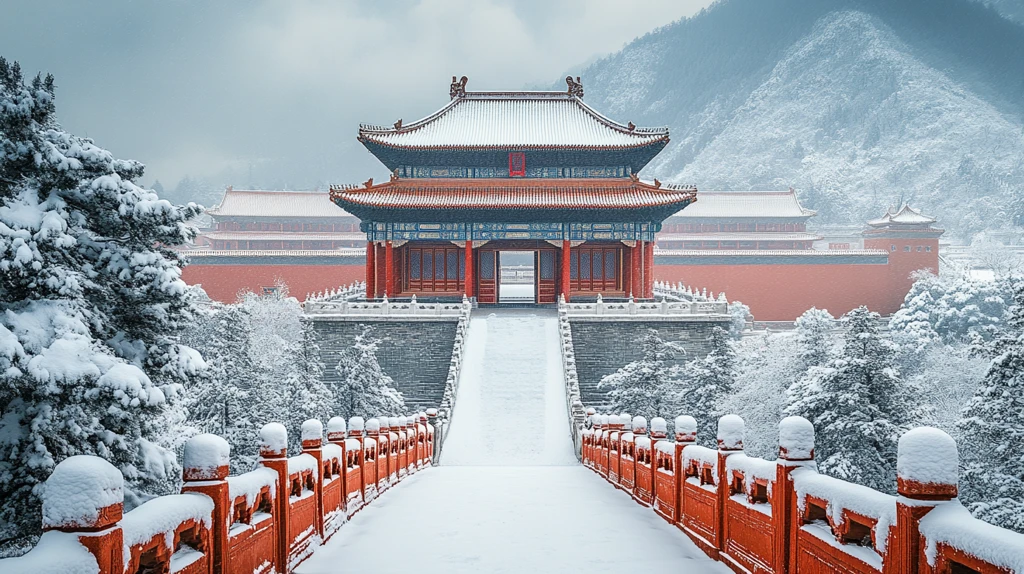 雪中故宫全景红墙白雪尽显古建之美