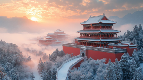 雪中故宫全景红墙白雪尽显古建之美