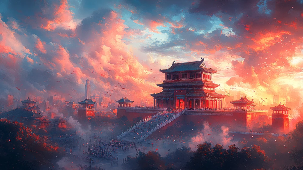 天安门上空烟花绽放的绚丽景象