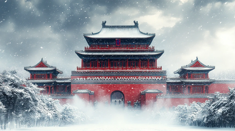 雪中故宫全景