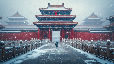 雪中故宫全景
