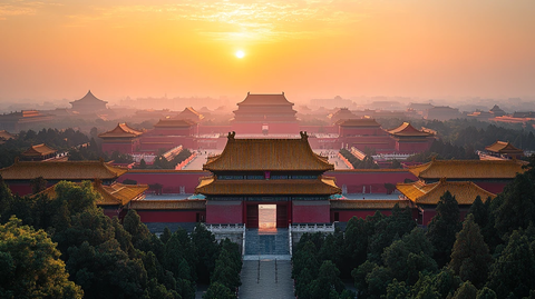 鸟瞰视角下的故宫全景