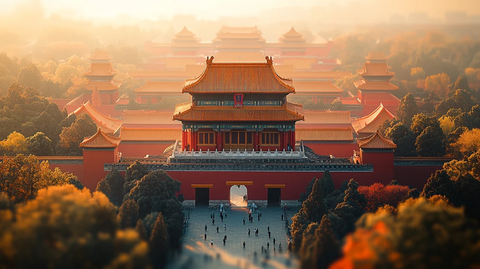 鸟瞰视角下的故宫全景