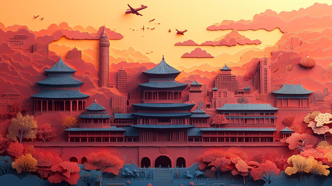 古建与现代建筑结合的城市风光