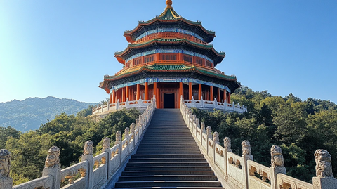 古色古香的多层中式传统塔楼建筑