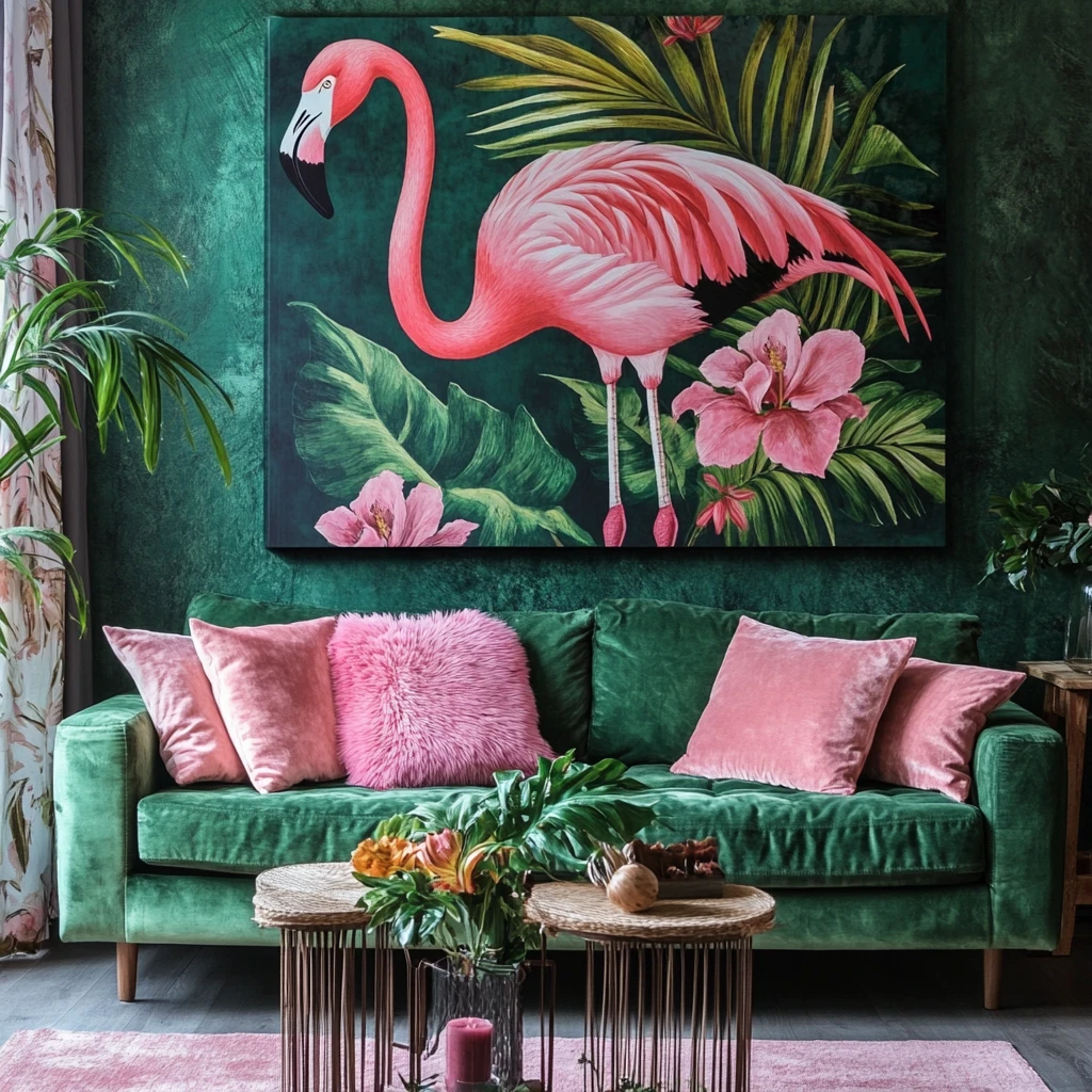 火烈鸟客厅背景墙