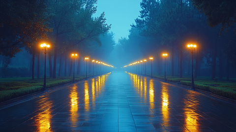 鸟巢体育场灯光夜景全景